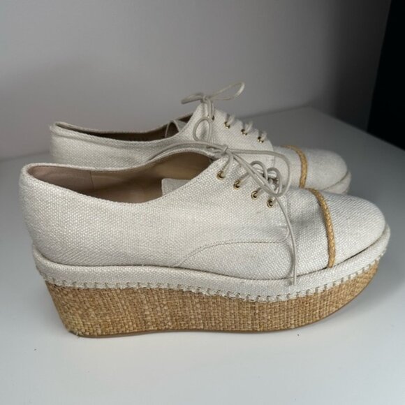 Stuart Weitzman Mantra Platform in Ivory Linen Size 7 - Picture 2 of 11